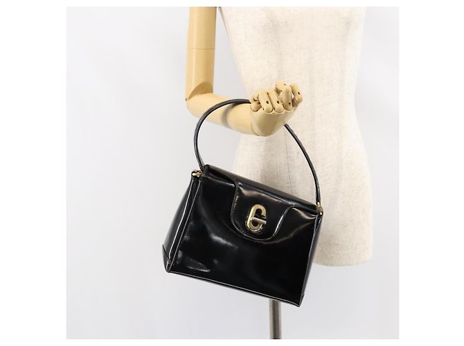 Borsa a Mano GUCCI Smalto Nero Oro Auth ep11740 D'oro - vista 24