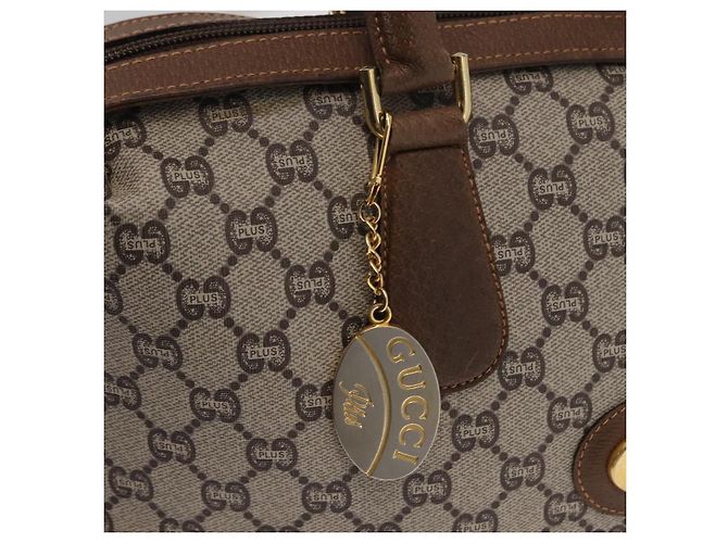Gucci Borsa Boston GG Plus Supreme in PVC beige e oro Auth ep11970 D'oro - vista 14