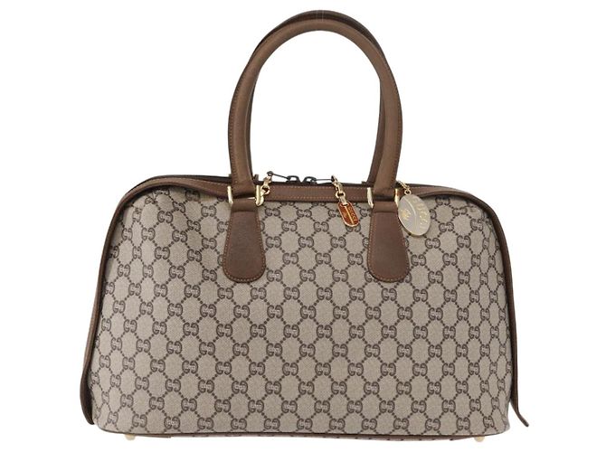 Gucci Borsa Boston GG Plus Supreme in PVC beige e oro Auth ep11970 D'oro - vista 3