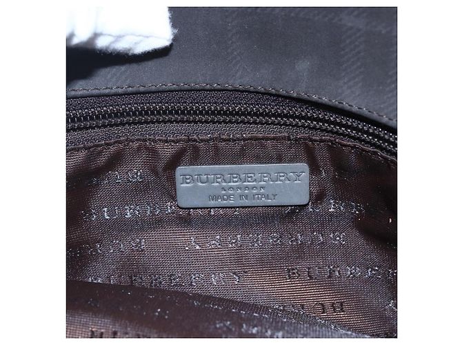 BURBERRY Nova Check Hand Bag PVC Brown Silver Auth 152155 Silvery - view 11