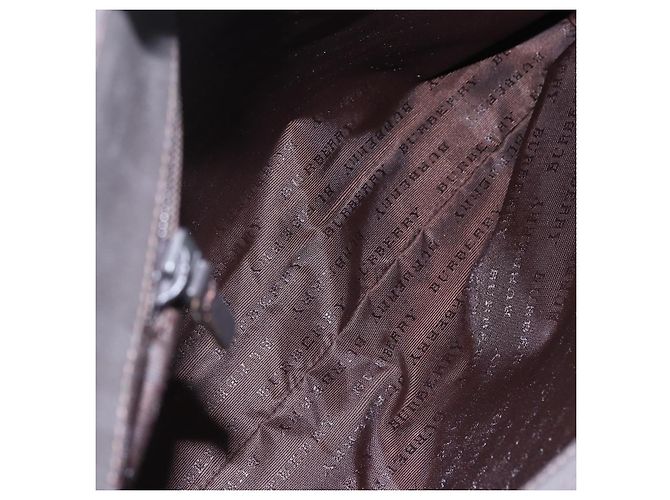 BURBERRY Nova Check Hand Bag PVC Brown Silver Auth 152155 Silvery - view 12