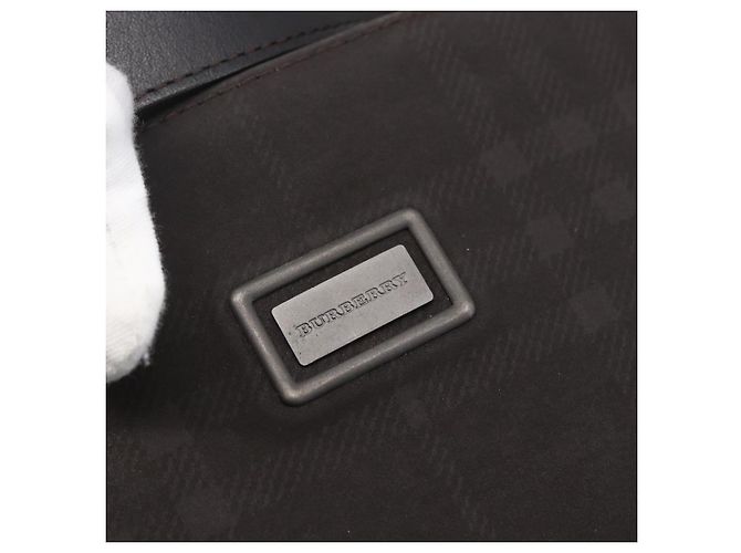 BURBERRY Nova Check Hand Bag PVC Brown Silver Auth 152155 Silvery - view 17