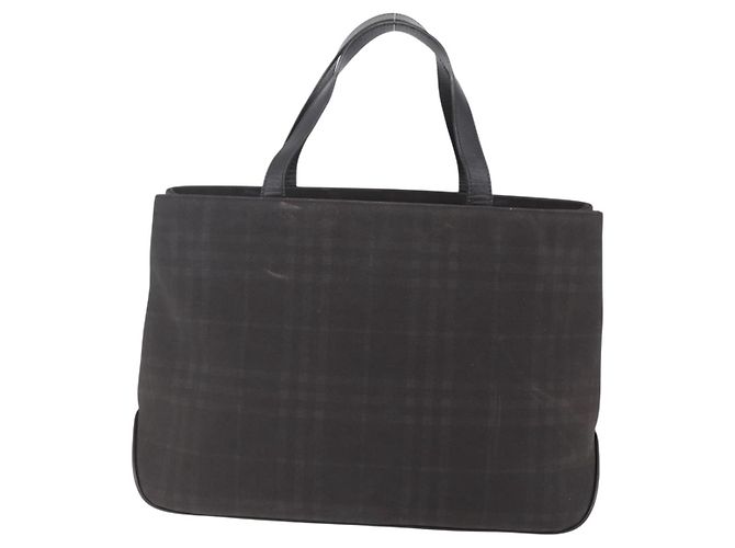 BURBERRY Nova Check Hand Bag PVC Brown Silver Auth 152155 Silvery - view 2
