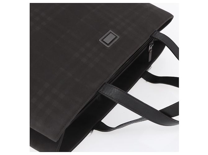 BURBERRY Nova Check Hand Bag PVC Brown Silver Auth 152155 Silvery - view 6