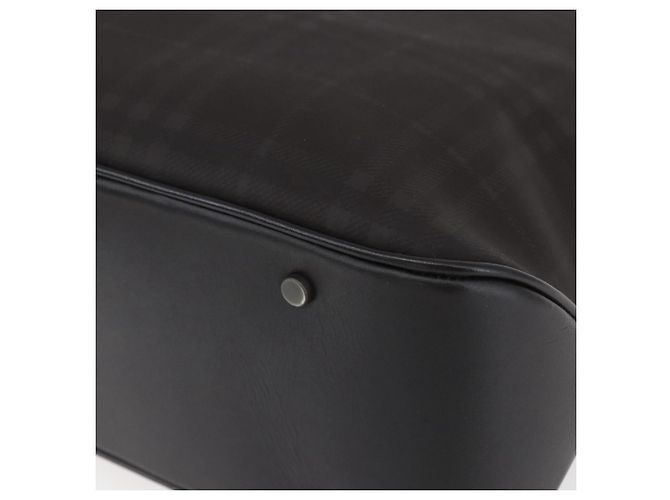 BURBERRY Nova Check Hand Bag PVC Brown Silver Auth 152155 Silvery - view 9