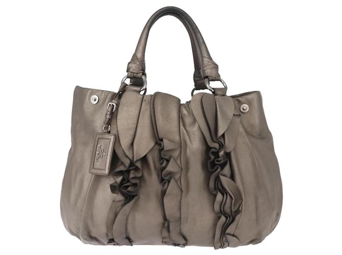 Borsa a Spalla in Pelle PRADA Argento Auth 147780 - vista 13