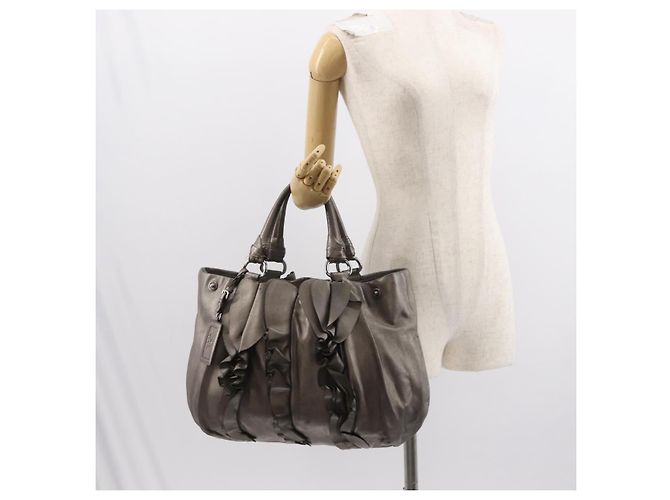 Borsa a Spalla in Pelle PRADA Argento Auth 147780 - vista 24
