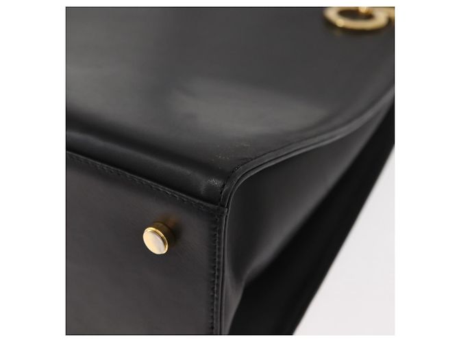 Borsa a Spalla Gancini in Pelle Nera e Oro Salvatore Ferragamo Auth 150293 Nero D'oro - vista 13