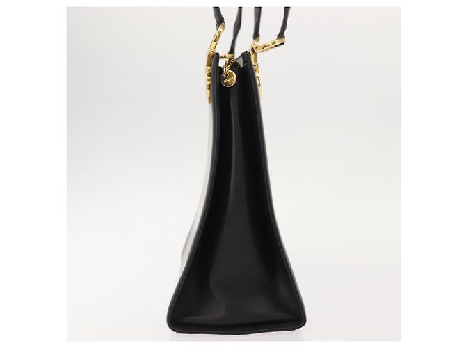 Borsa a Spalla Gancini in Pelle Nera e Oro Salvatore Ferragamo Auth 150293 Nero D'oro - vista 5