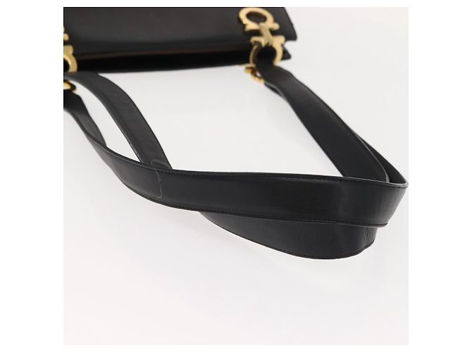 Borsa a Spalla Gancini in Pelle Nera e Oro Salvatore Ferragamo Auth 150293 Nero D'oro - vista 7