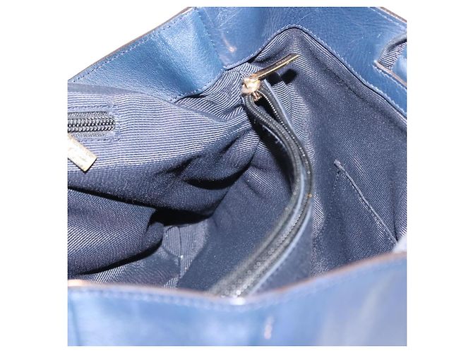 Borsa Tote Vala in pelle blu navy e oro Auth 145957 di Salvatore Ferragamo D'oro - vista 18