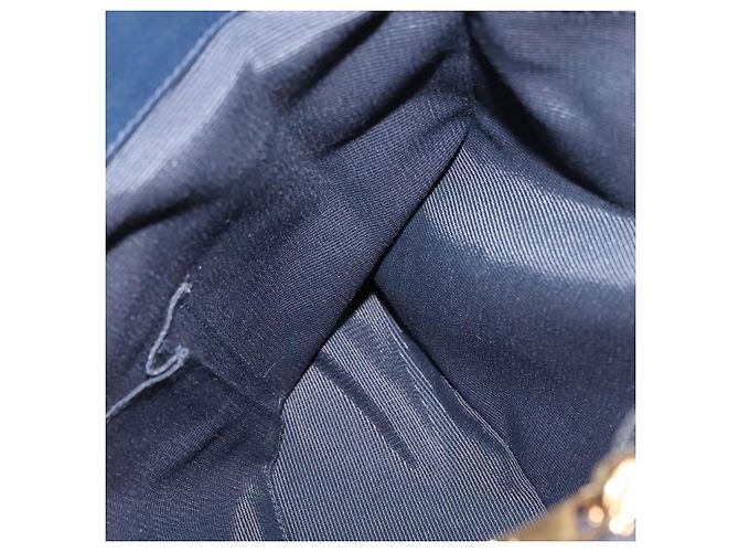 Borsa Tote Vala in pelle blu navy e oro Auth 145957 di Salvatore Ferragamo D'oro - vista 22