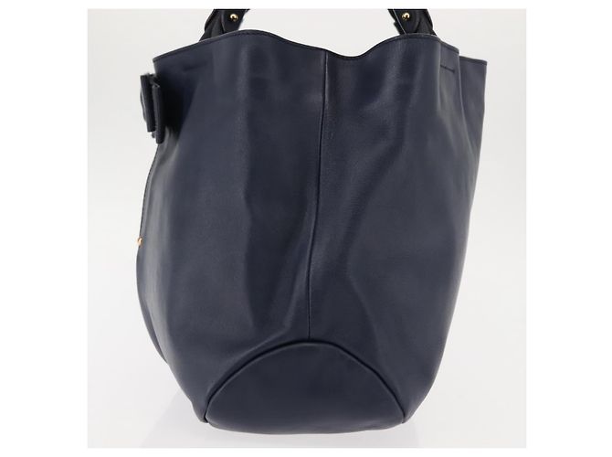 Borsa Tote Vala in pelle blu navy e oro Auth 145957 di Salvatore Ferragamo D'oro - vista 3