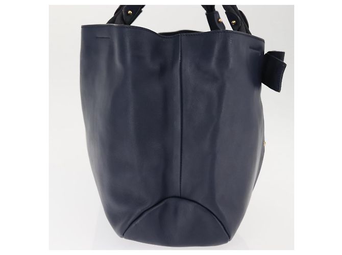 Borsa Tote Vala in pelle blu navy e oro Auth 145957 di Salvatore Ferragamo D'oro - vista 4