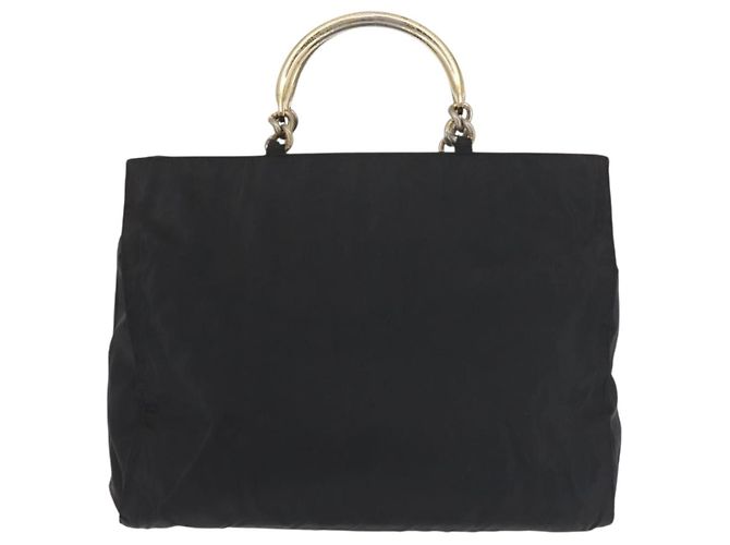 PRADA Borsa a mano in nylon metal nero oro Auth ti3459 D'oro - vista 2