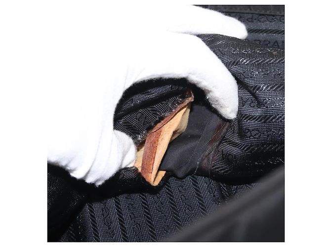 PRADA Borsa a mano in nylon metal nero oro Auth ti3459 D'oro - vista 9