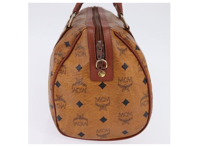 Borsa Boston MCM Logogram Vicetos in pelle PVC marrone e oro Auth gh902 D'oro - vista 3