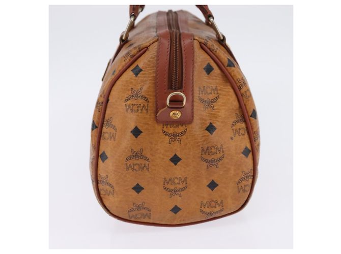 Borsa Boston MCM Logogram Vicetos in pelle PVC marrone e oro Auth gh902 D'oro - vista 4