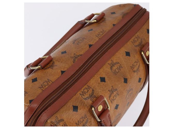 Borsa Boston MCM Logogram Vicetos in pelle PVC marrone e oro Auth gh902 D'oro - vista 6
