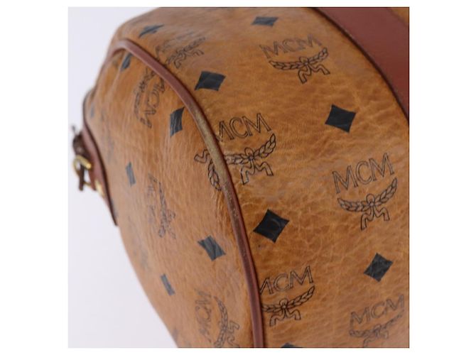 Borsa Boston MCM Logogram Vicetos in pelle PVC marrone e oro Auth gh902 D'oro - vista 9