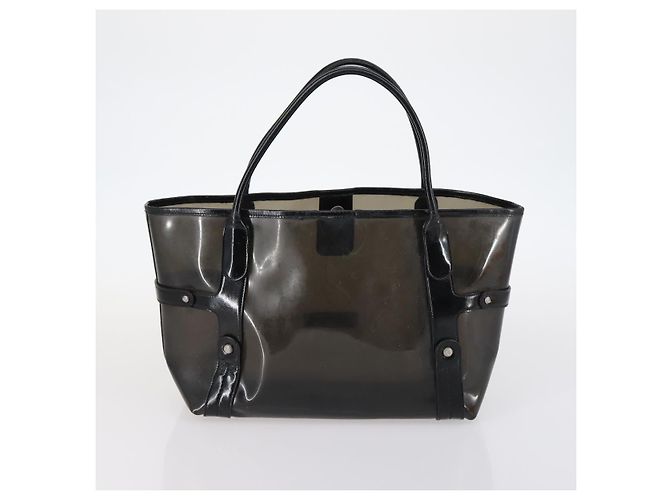 Borsa Salvatore Ferragamo Tela Smaltata Pelle 7Set Nero Marrone Auth bs29709 - vista 8