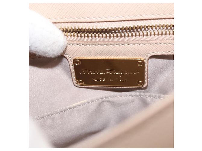 Borsa a Spalla Chain Vala in Pelle Salvatore Ferragamo 2 in 1 Rosa Oro Auth 144333 - vista 20