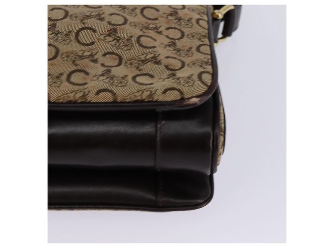 Céline Borsa a Spalla Celine C Sulky in Tela Marrone Oro Auth 145471 D'oro - vista 15