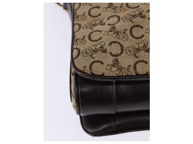 Céline Borsa a Spalla Celine C Sulky in Tela Marrone Oro Auth 145471 D'oro - vista 16