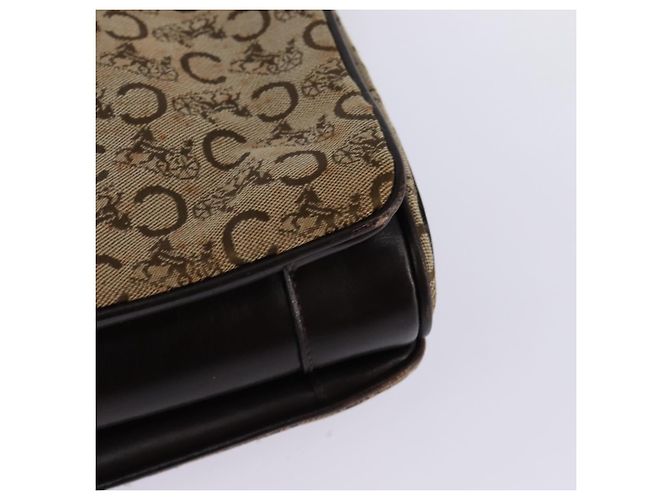 Céline Borsa a Spalla Celine C Sulky in Tela Marrone Oro Auth 145471 D'oro - vista 17