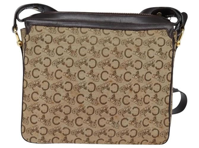 Céline Borsa a Spalla Celine C Sulky in Tela Marrone Oro Auth 145471 D'oro - vista 2