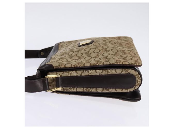 Céline Borsa a Spalla Celine C Sulky in Tela Marrone Oro Auth 145471 D'oro - vista 3