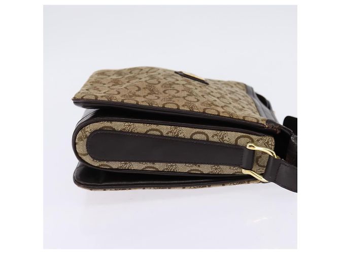 Céline Borsa a Spalla Celine C Sulky in Tela Marrone Oro Auth 145471 D'oro - vista 4
