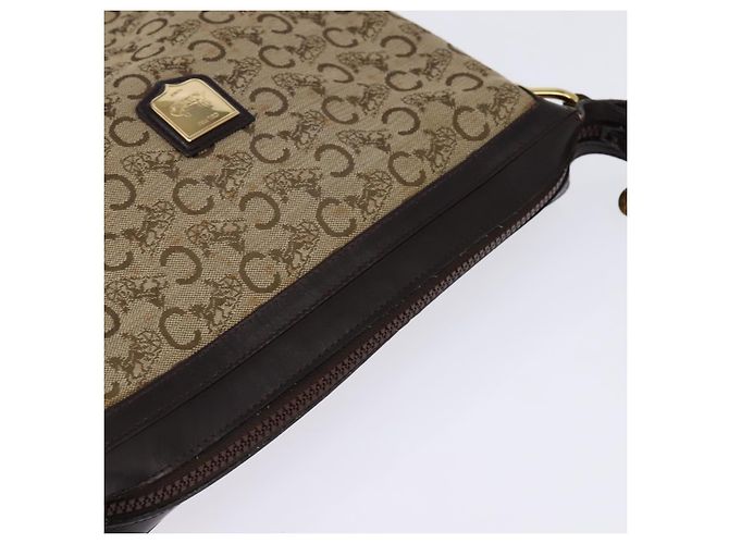 Céline Borsa a Spalla Celine C Sulky in Tela Marrone Oro Auth 145471 D'oro - vista 6