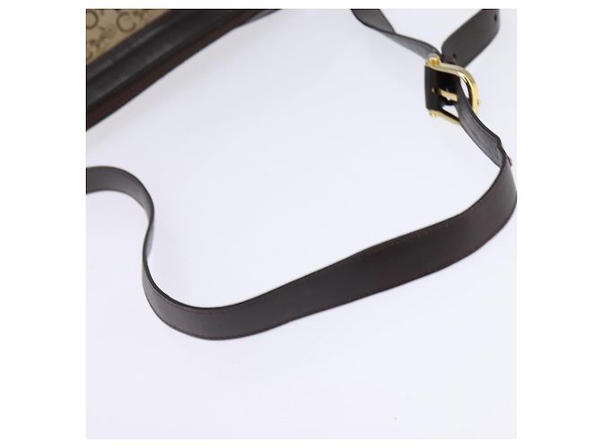 Céline Borsa a Spalla Celine C Sulky in Tela Marrone Oro Auth 145471 D'oro - vista 7