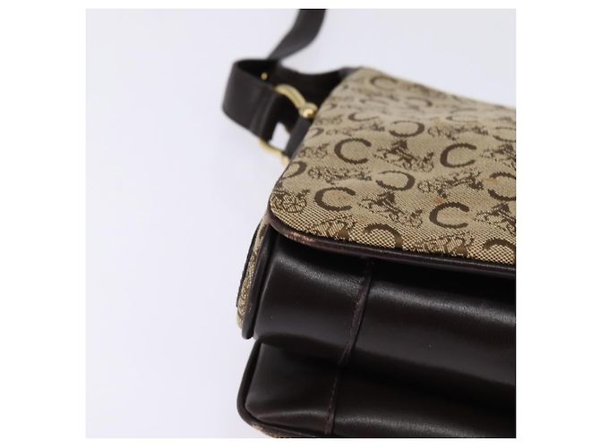 Céline Borsa a Spalla Celine C Sulky in Tela Marrone Oro Auth 145471 D'oro - vista 9