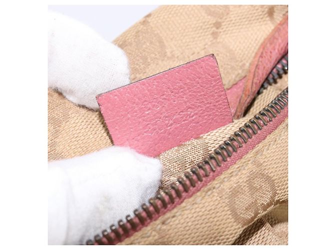 GUCCI GG Canvas Sherry Line Bauchtasche Beige Rosa Silber 28566 Auth 144532 Pink - Ansicht 12