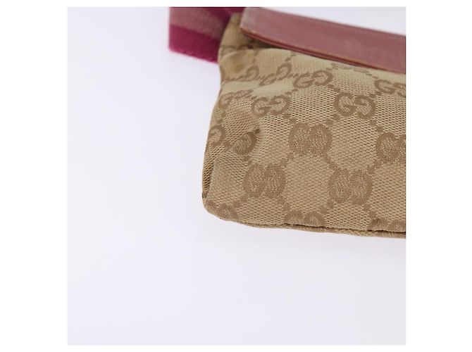 GUCCI GG Canvas Sherry Line Bauchtasche Beige Rosa Silber 28566 Auth 144532 Pink - Ansicht 14