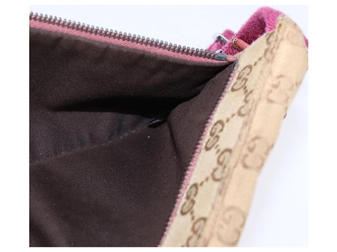 GUCCI GG Canvas Sherry Line Bauchtasche Beige Rosa Silber 28566 Auth 144532 Pink - Ansicht 18