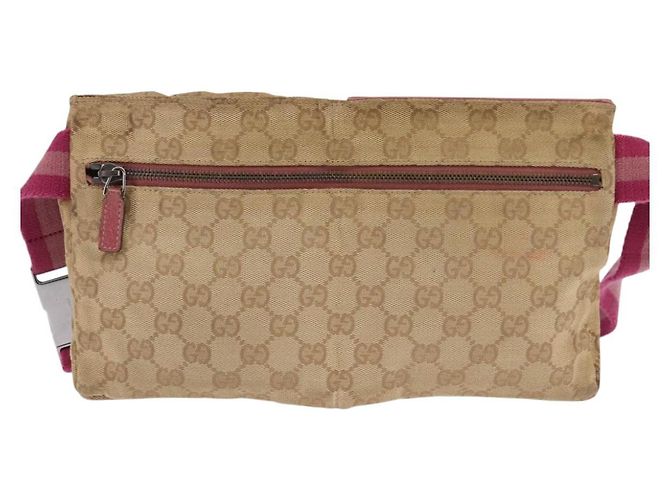 GUCCI GG Canvas Sherry Line Bauchtasche Beige Rosa Silber 28566 Auth 144532 Pink - Ansicht 2
