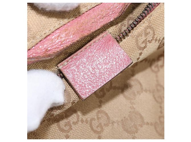 GUCCI GG Canvas Sherry Line Bauchtasche Beige Rosa Silber 28566 Auth 144532 Pink - Ansicht 20