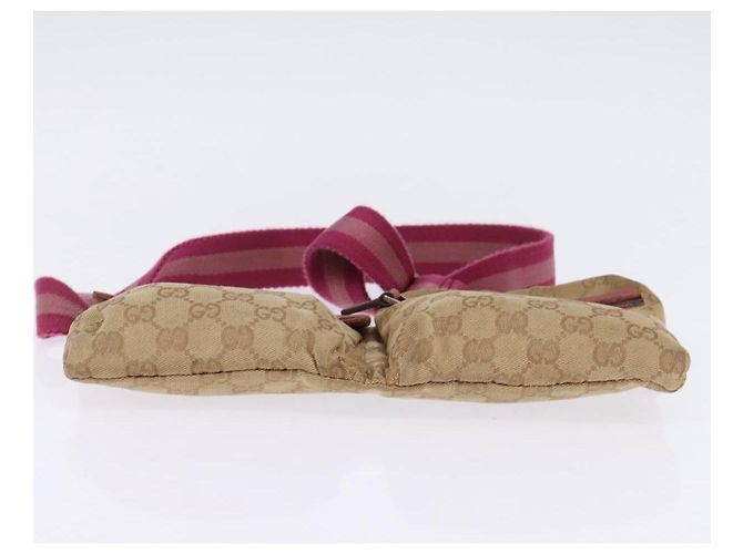 GUCCI GG Canvas Sherry Line Bauchtasche Beige Rosa Silber 28566 Auth 144532 Pink - Ansicht 5