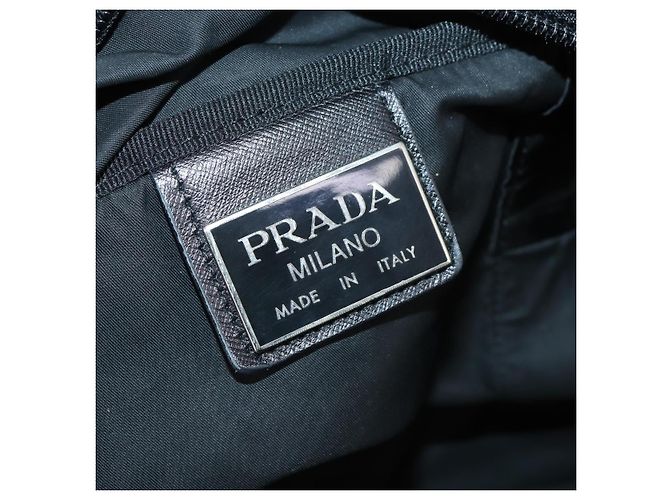 Borsa Boston PRADA Nylon 2way Nera Argento Auth 143770 Nero - vista 24