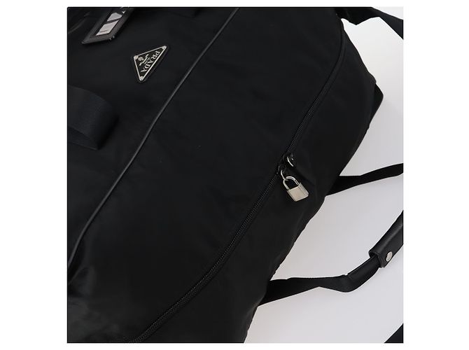 Borsa Boston PRADA Nylon 2way Nera Argento Auth 143770 Nero - vista 7