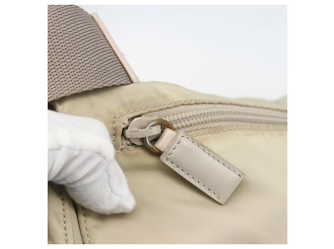 Borsa a Spalla PRADA Nylon Beige Argento Autentica 151497 - vista 16
