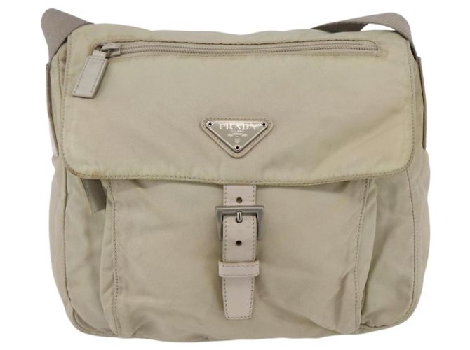 Borsa a Spalla PRADA Nylon Beige Argento Autentica 151497 - vista 2