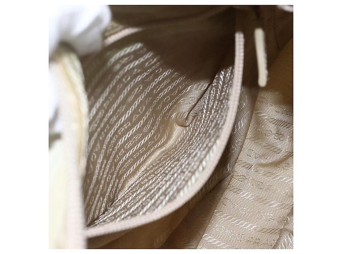 Borsa a Spalla PRADA Nylon Beige Argento Autentica 151497 - vista 23