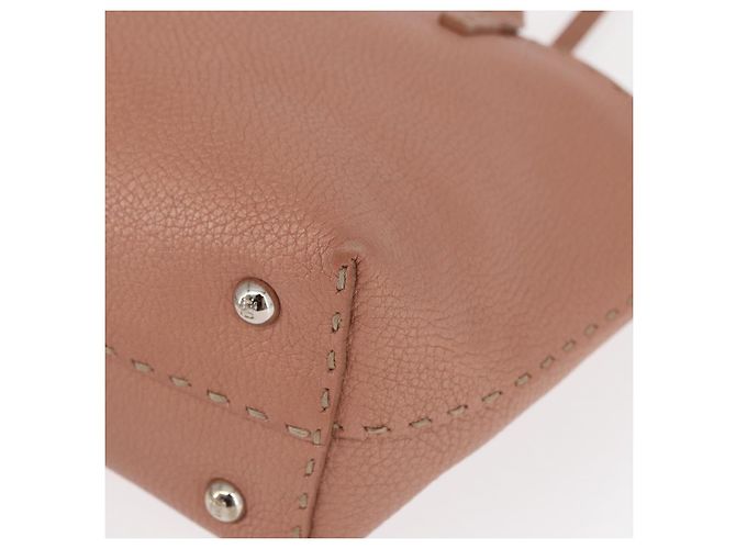 FENDI Selleria Mini Tote Tasche aus Leder Beige Silber Auth am9906 - Ansicht 11
