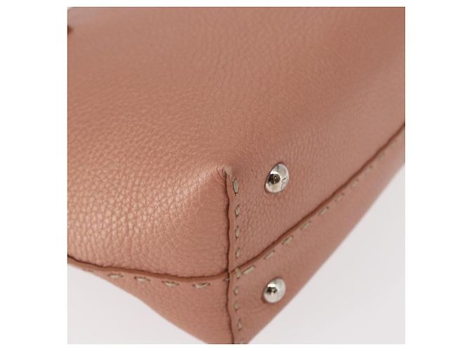 FENDI Selleria Mini Tote Tasche aus Leder Beige Silber Auth am9906 - Ansicht 12