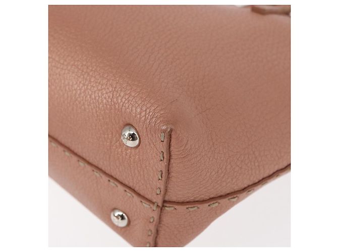 FENDI Selleria Mini Tote Tasche aus Leder Beige Silber Auth am9906 - Ansicht 13