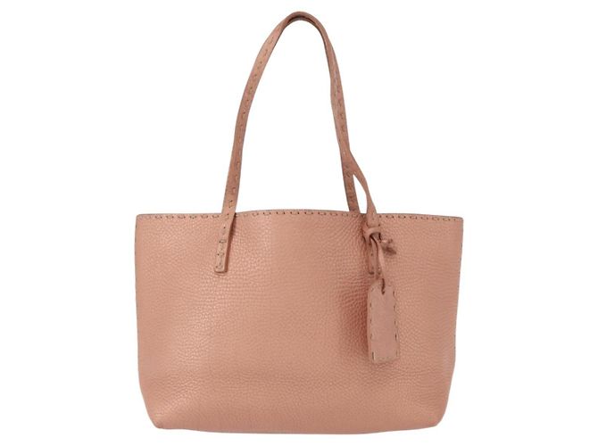 FENDI Selleria Mini Tote Tasche aus Leder Beige Silber Auth am9906 - Ansicht 2